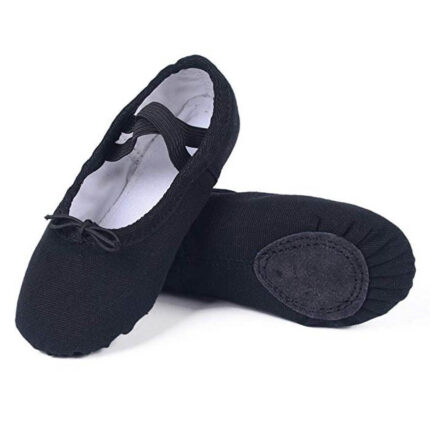 Black Canvas Ballet Shoes Split Sole