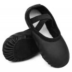 Black Leather Ballet Shoes Full Sole