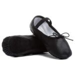Black Leather Ballet Shoes Full Sole