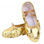 Golden Leather Ballet Shoes Full Sole