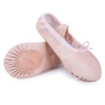 Pink Leather Ballet Shoes Split Sole
