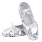 Silver Leather Ballet Shoes Full Sole